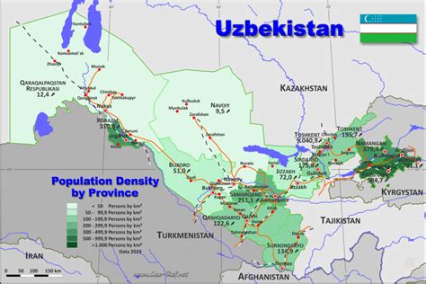 uzbekistan population map.